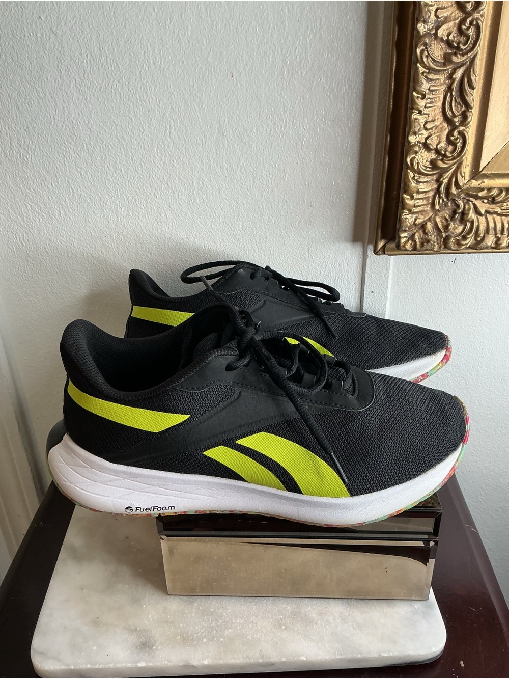 Reebok Black & Neon Yellow Men's Athletic Sneakers